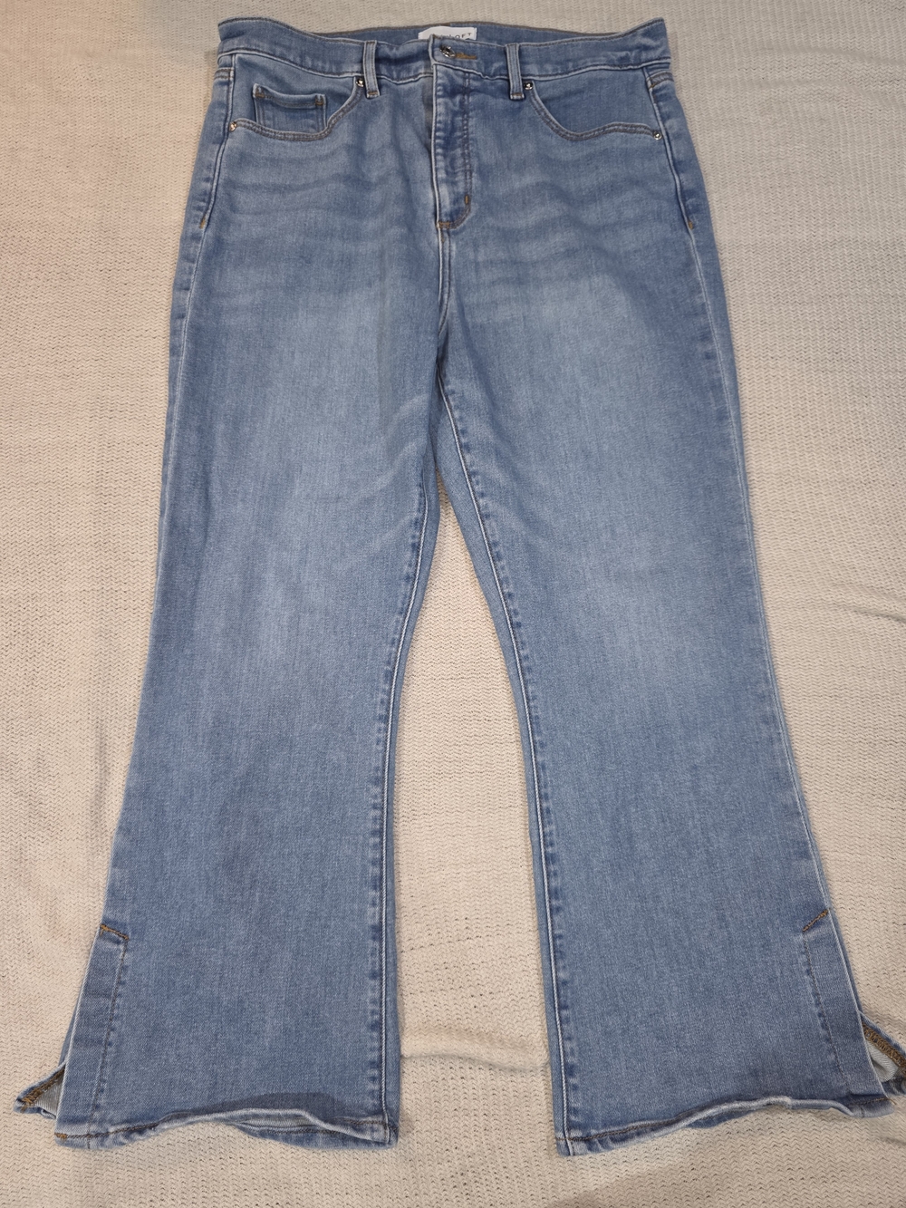Women's Loft Light Blue Flared Crop Jeans-14